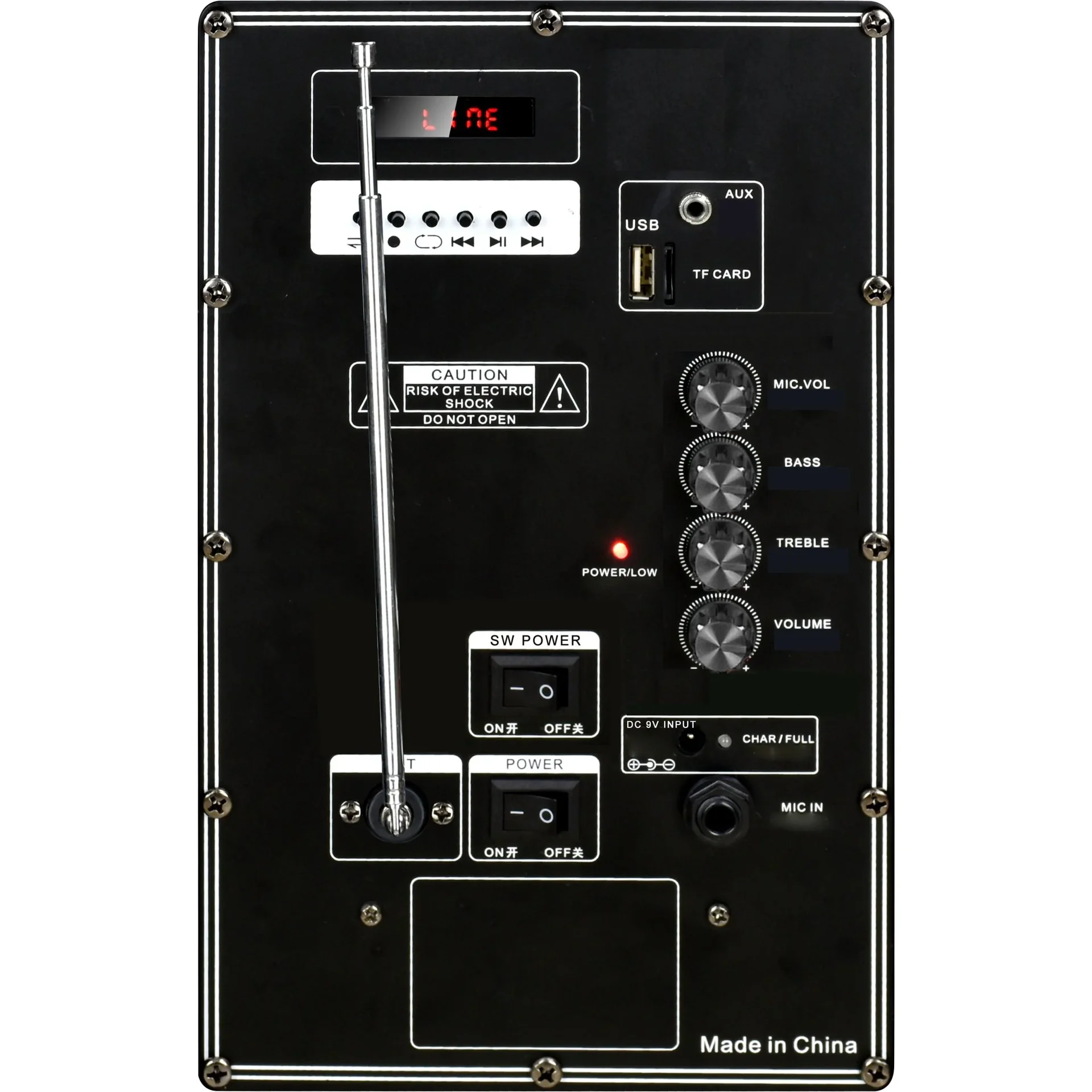 VT-6312 Mobiler, batteriebetriebener Lautsprecher mit Bluetooth, kabelgebundenem Mikrofon und LED-Lichteffekt - RGB - 35 - 5