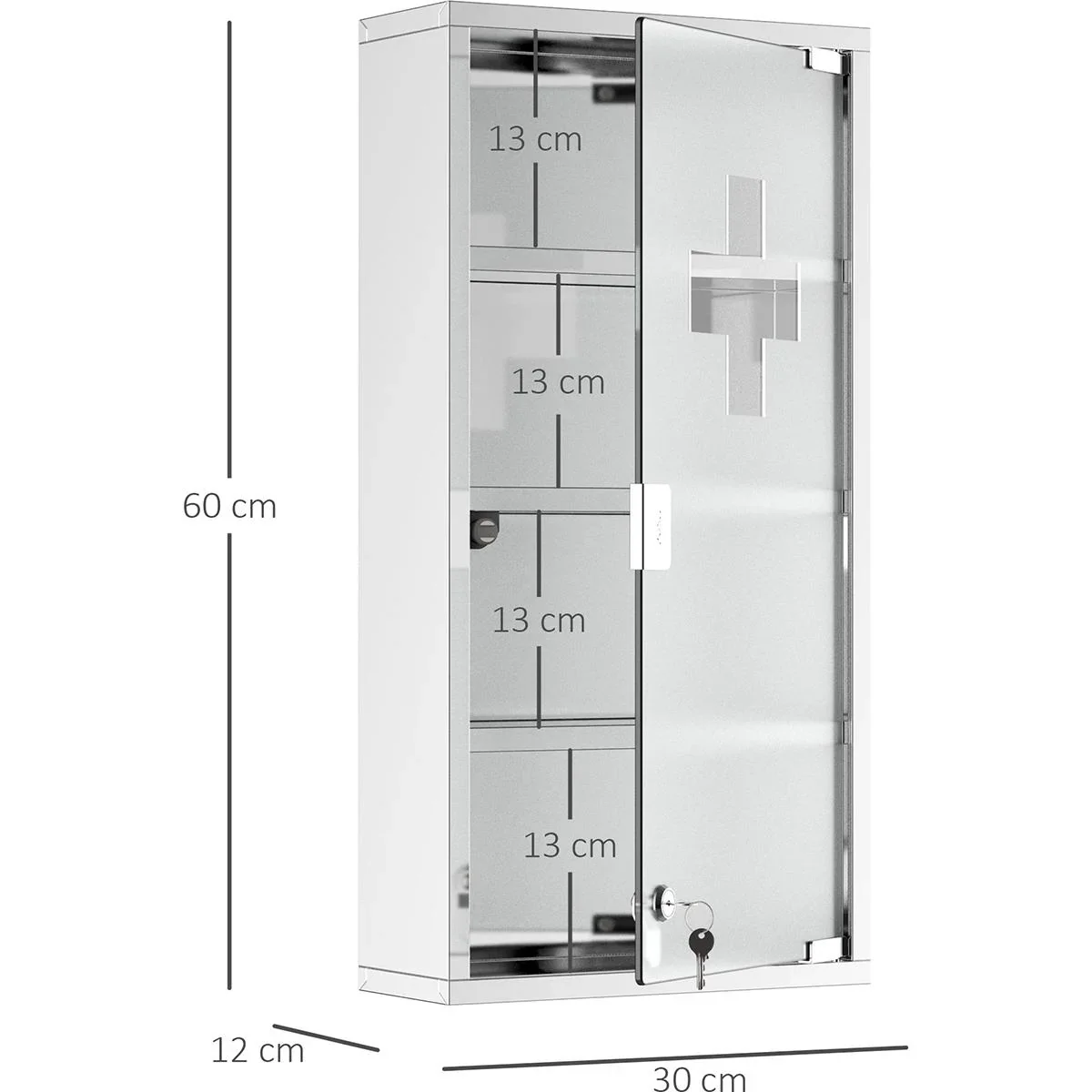 Medizinschrank mit 4 Fachböden silber - 8