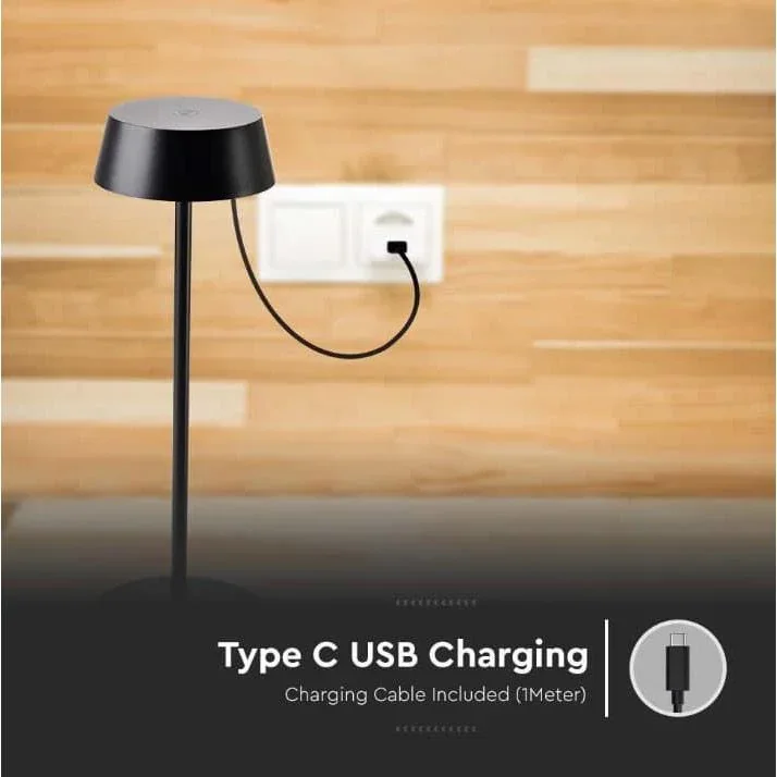 VT-7562 Tischleuchte - 3000K - Dimmbar über Touch - Wiederaufladbar - Schwarz - 3