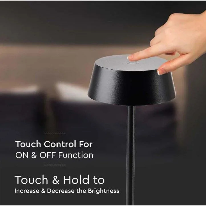 VT-7562 Tischleuchte - 3000K - Dimmbar über Touch - Wiederaufladbar - Schwarz - 4
