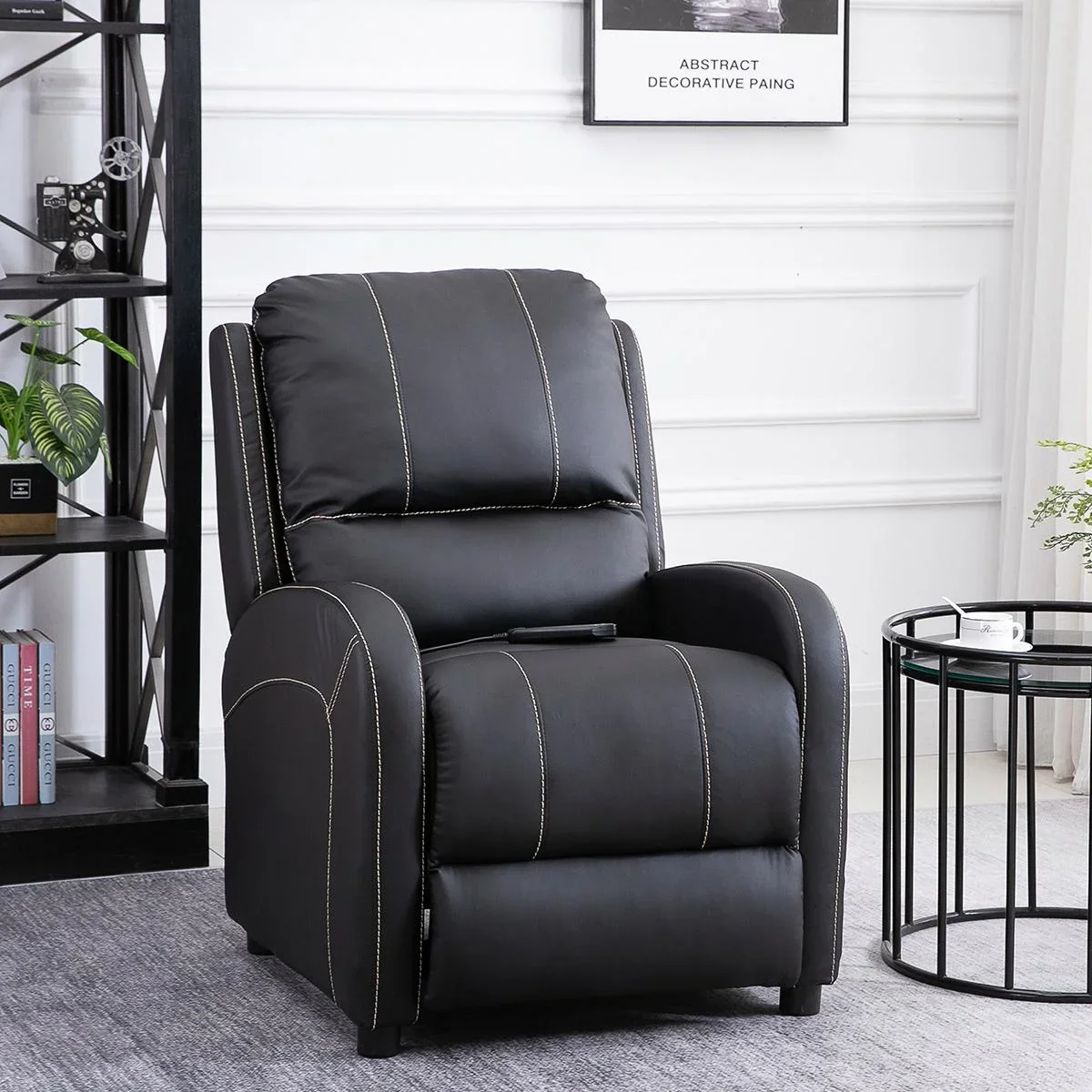 Massagesessel TV-Sessel Relaxsessel Wohnzimmer 165°-Neigung Kunstleder Metall Schwarz 70 x 88 x 100 cm - 1
