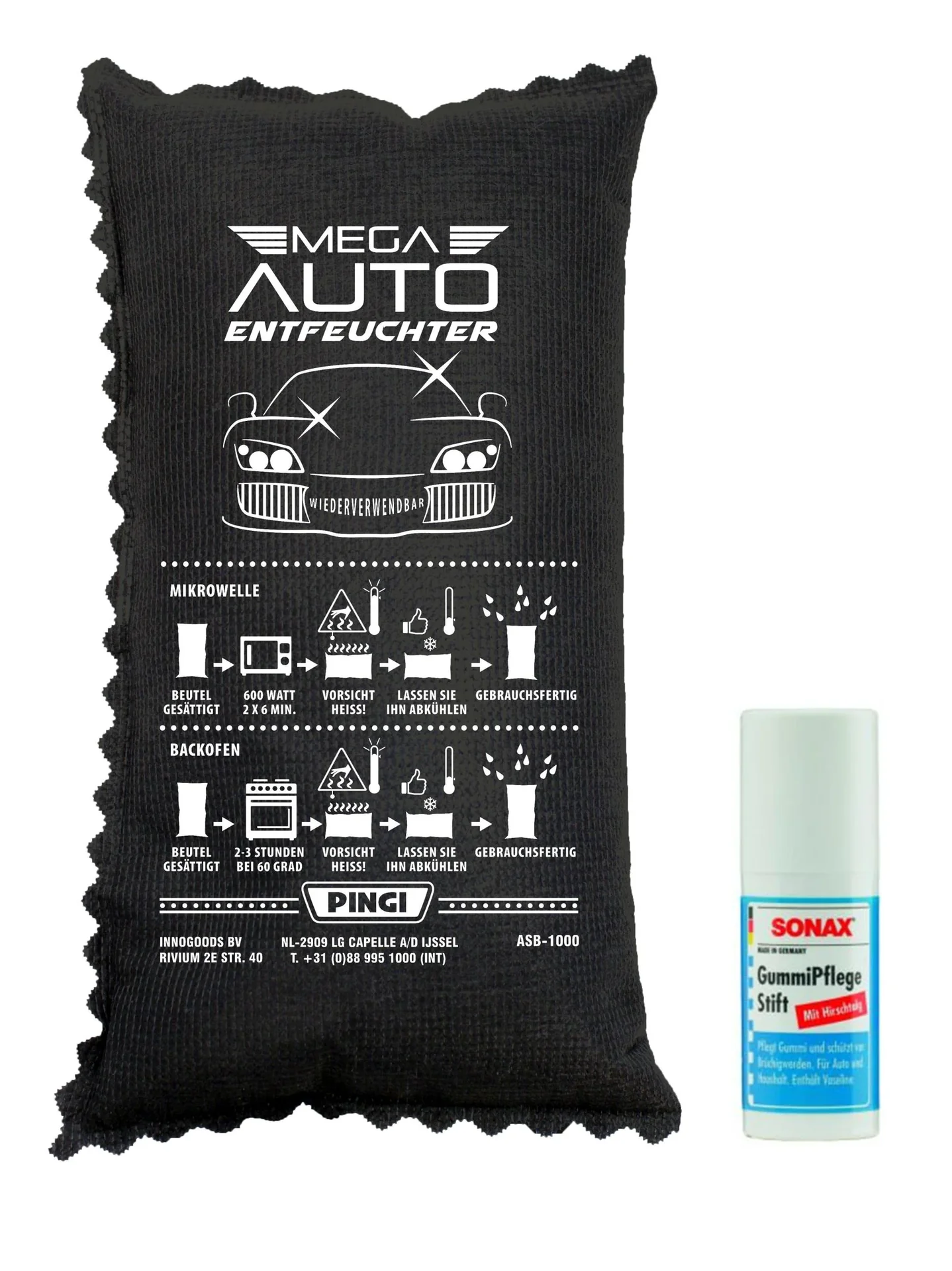 Mega Auto - Entfeuchter, 1 KG inklusive Gummi Pflegestift - 9