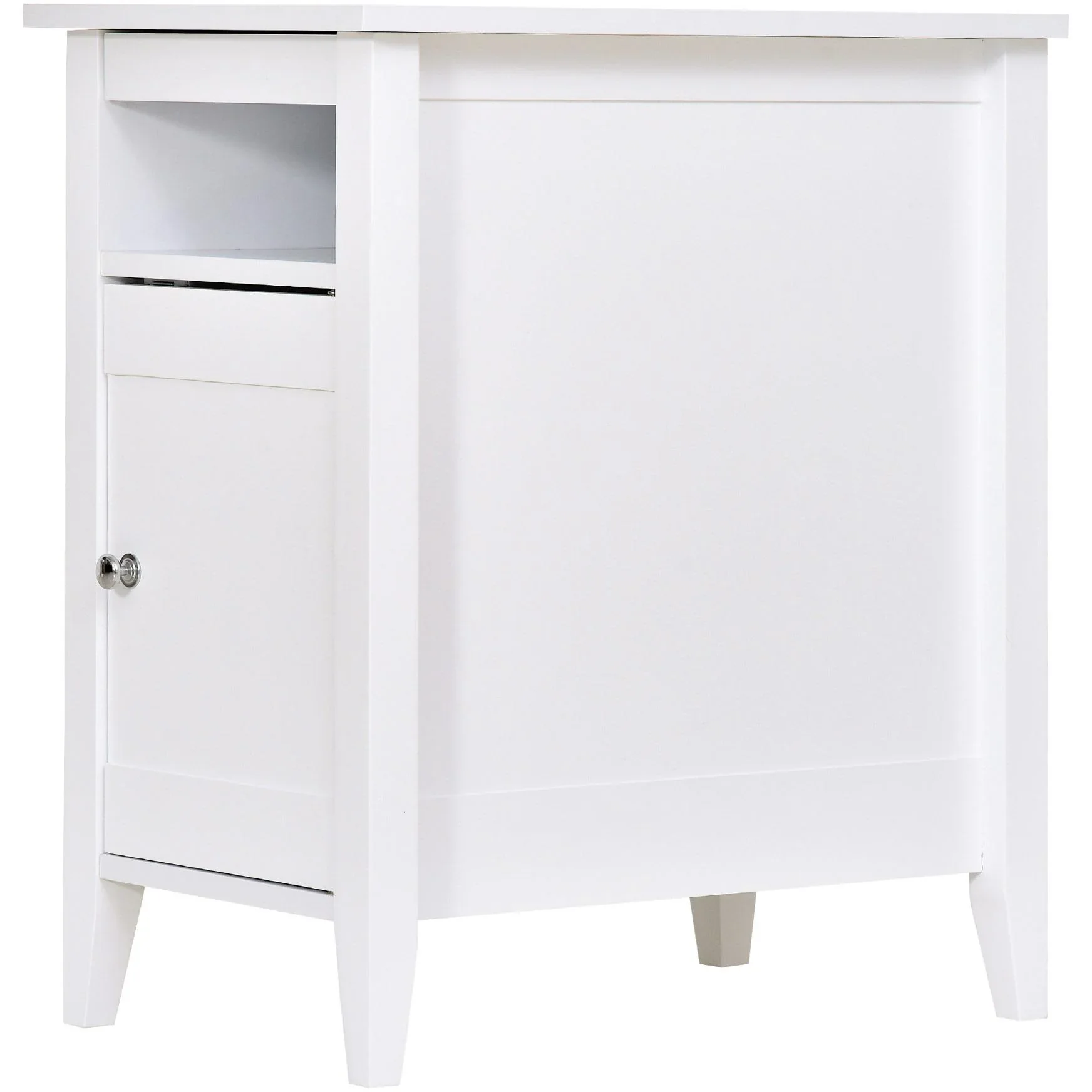 Beistelltisch mit Schrank, weiß - 0