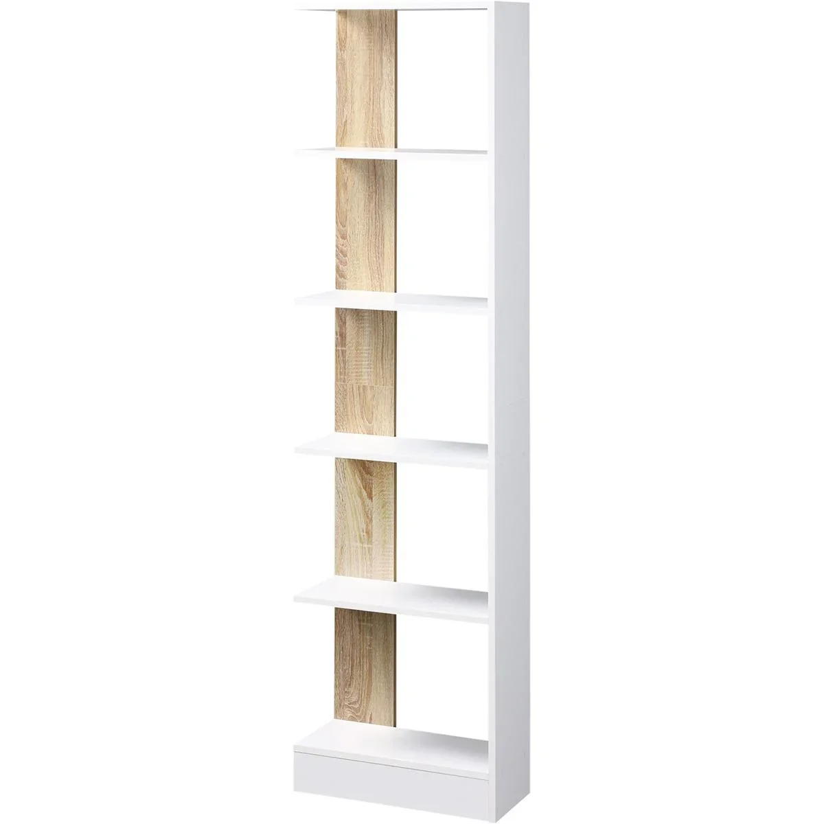 Standregal Bücherregal 5-stufiges Büroregal Lagerregal Aktenregal Küchenregal Spanplatte Eiche+Weiß 45 x 21 x 170 cm - 0