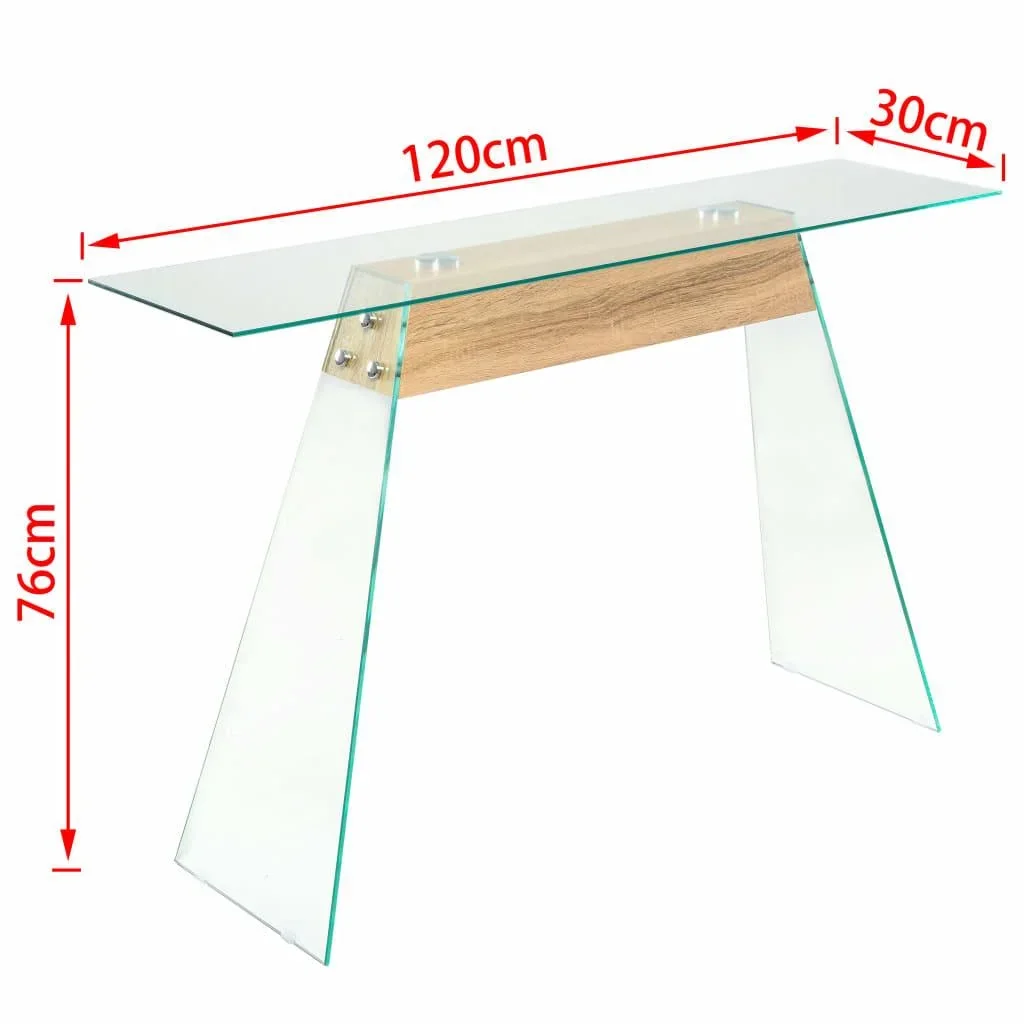 Wandtisch 120x30x76 cm MDF und Glas Farbe Eiche - 1