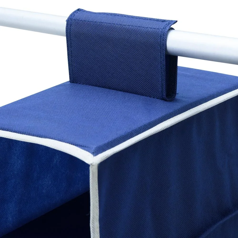 2x Garderobenbügel mit 6 Fächern in Blau/Weiß - 0