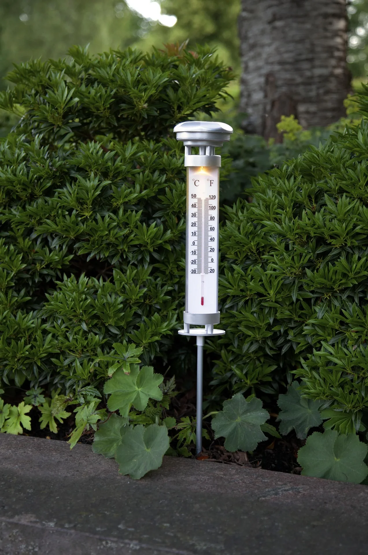 Solar Thermometer mit warmweißem LED Licht - 0