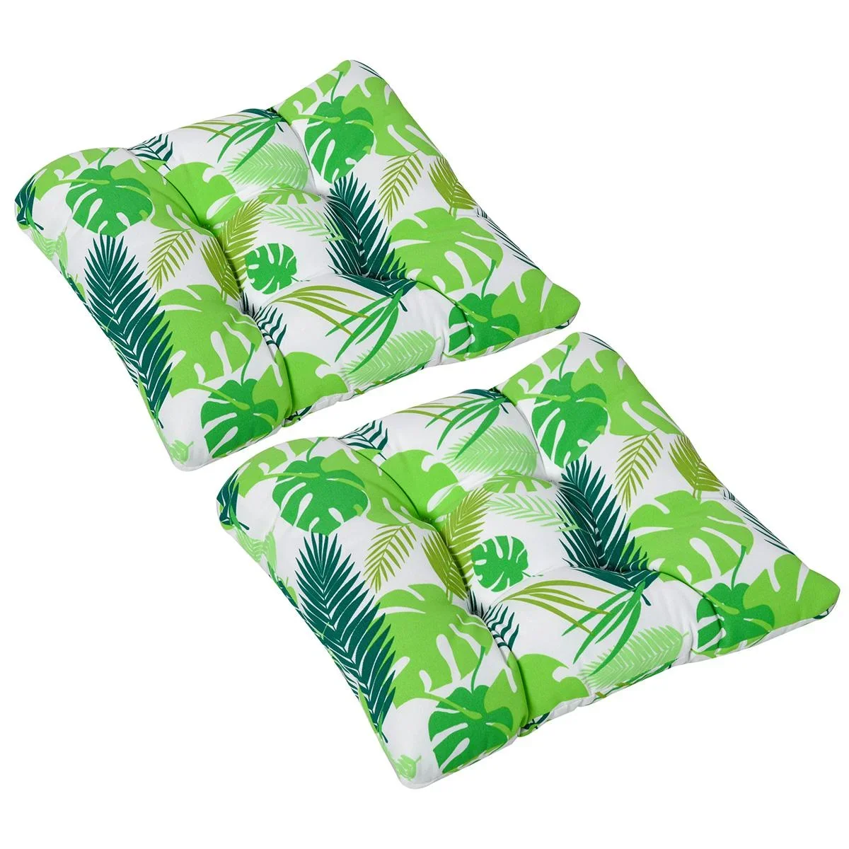 2er-Set Sitzkissen Stuhlkissen Sitzauflage Gartenstuhlkissen leicht zu reinigen Grün gestreift 50L x 45B x 8T cm - 0