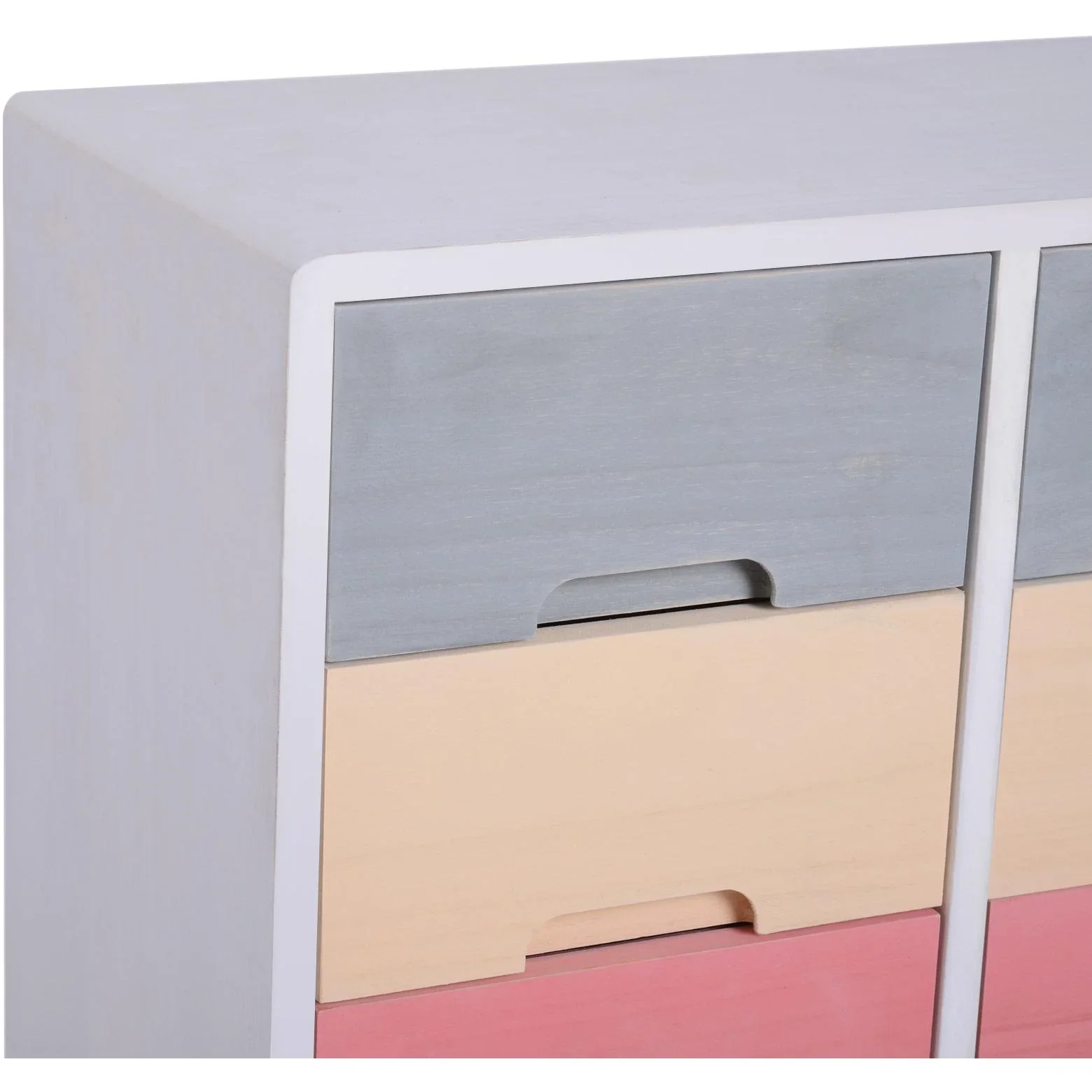 Nachttisch Nachtkommode Flurkommode mit 8 Schubladen Paulownienholz bunt 55 x 30 x 65,5 cm - 4