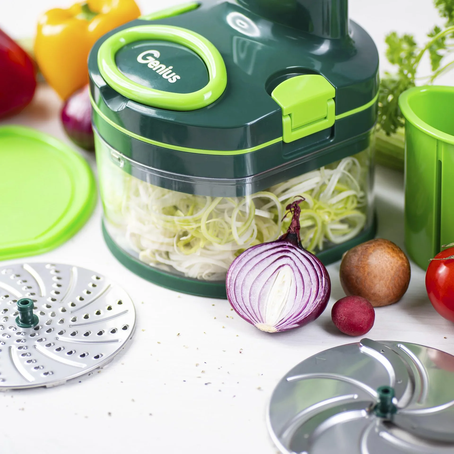 Manueller Food Processor "Pegasus", Gemüsezerkleinerer, Set, Grün, 10-teilig - 0