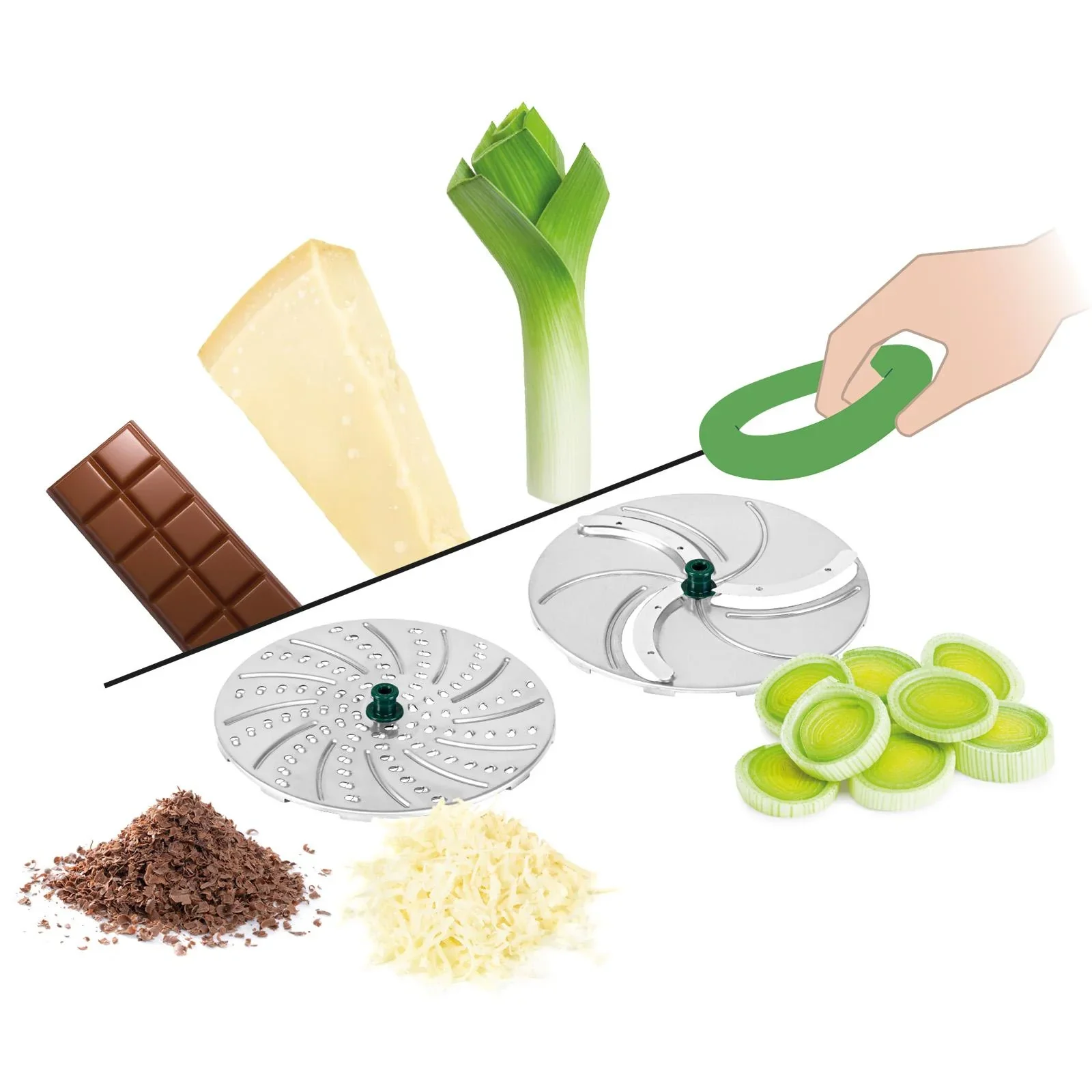 Manueller Food Processor "Pegasus", Gemüsezerkleinerer, Set, Grün, 10-teilig - 1