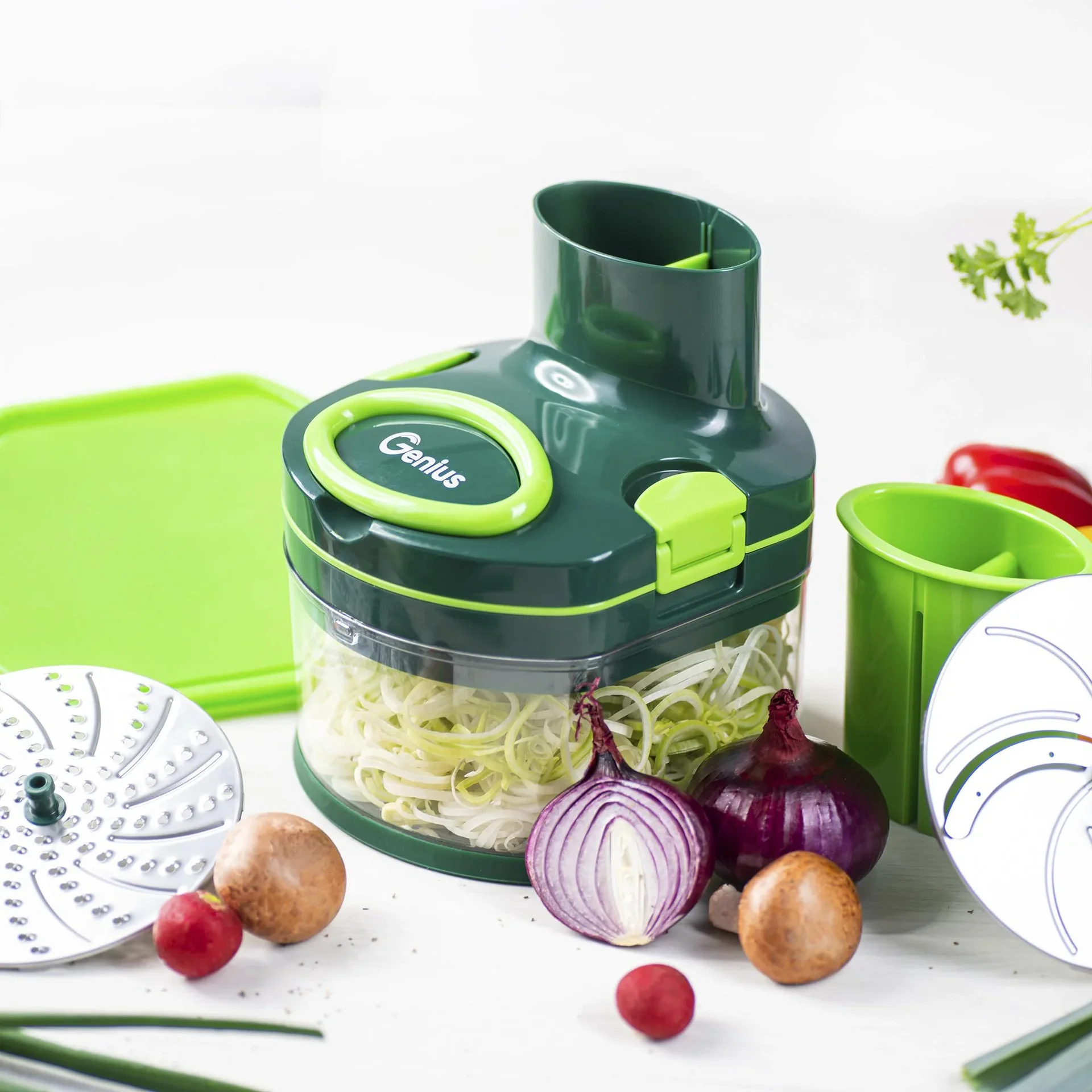 Manueller Food Processor "Pegasus", Gemüsezerkleinerer, Set, Grün, 10-teilig - 7