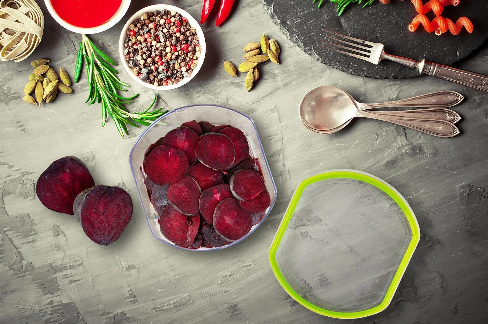 Manueller Food Processor "Pegasus", Gemüsezerkleinerer, Set, Grün, 10-teilig - 8