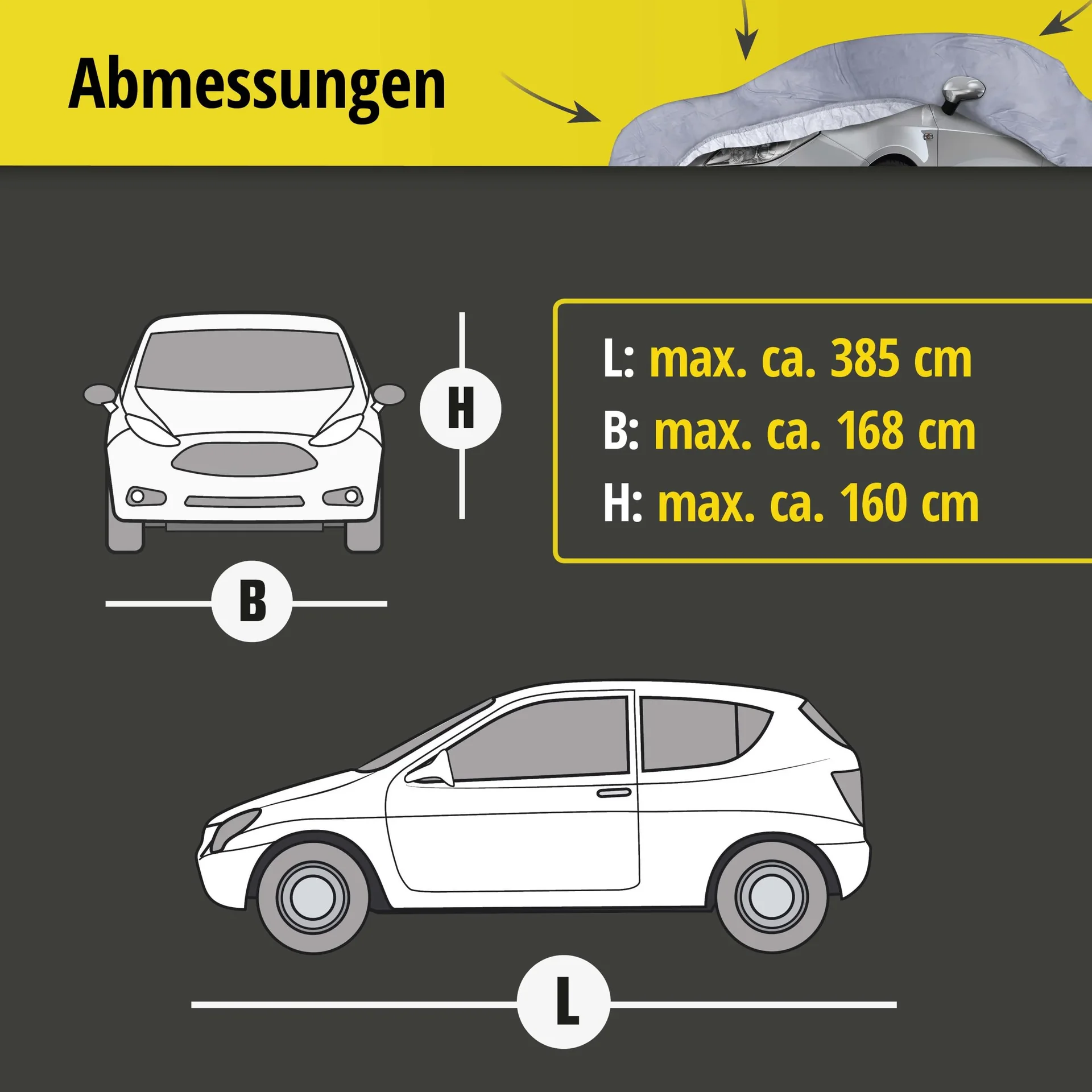 Autoabdeckplane all weather - Größe 2 - 385x168x160cm - PVC beschichtet - 7