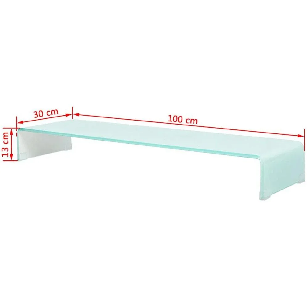 TV-Schrank/Monitorerhöhung weiß 100x30x13 cm Glas - 2