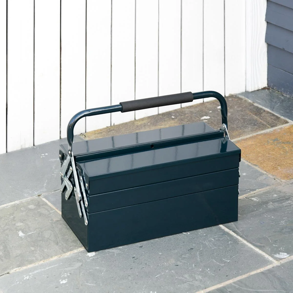 Werkzeugkasten Werkzeugkoffer Werkzeugkiste 5 Fächer aufklappbar Stahl (SPCC) Dunkelgrün 45 x 22,5 x 34,5 cm - 1