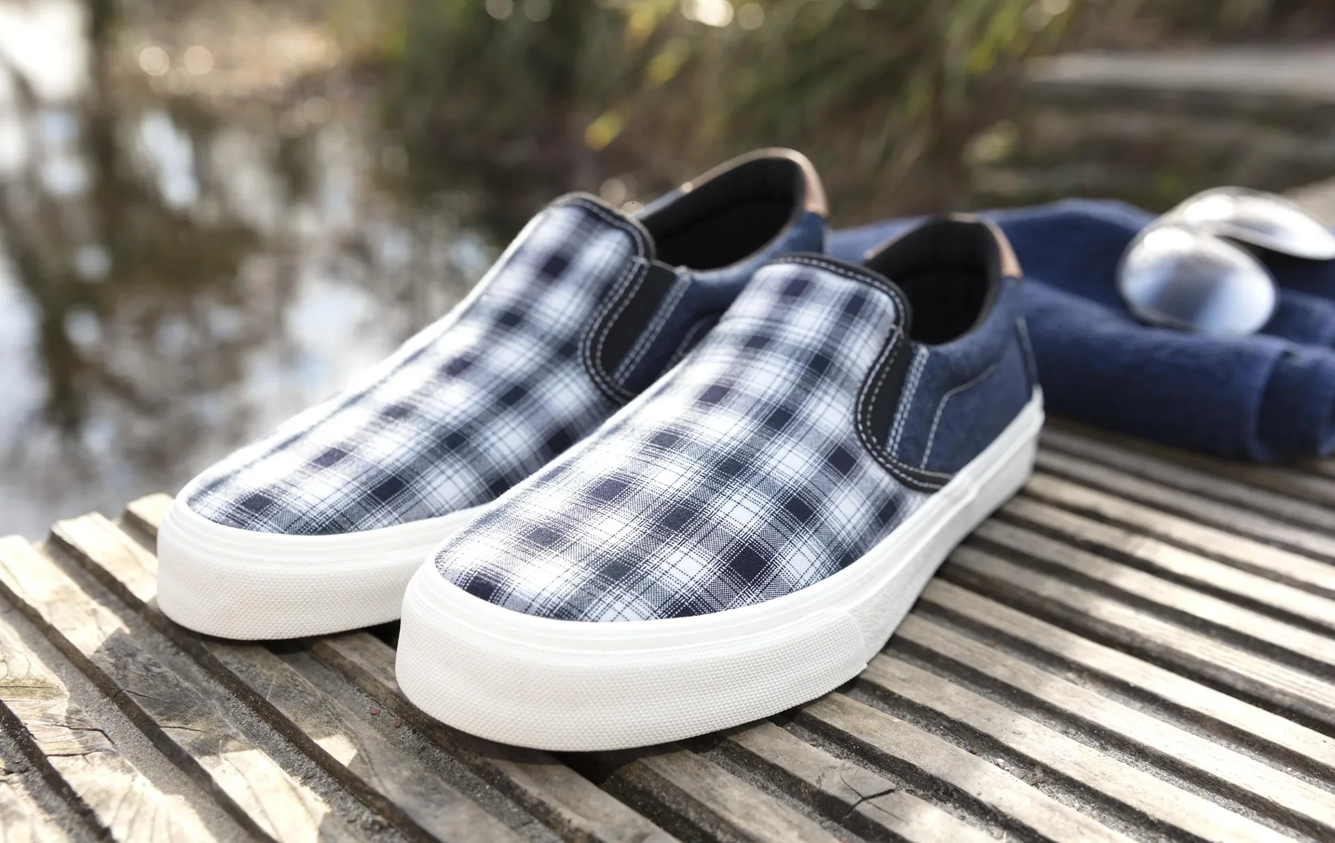 Canvas Slipper, blau/kariert, Gr.40 - 0