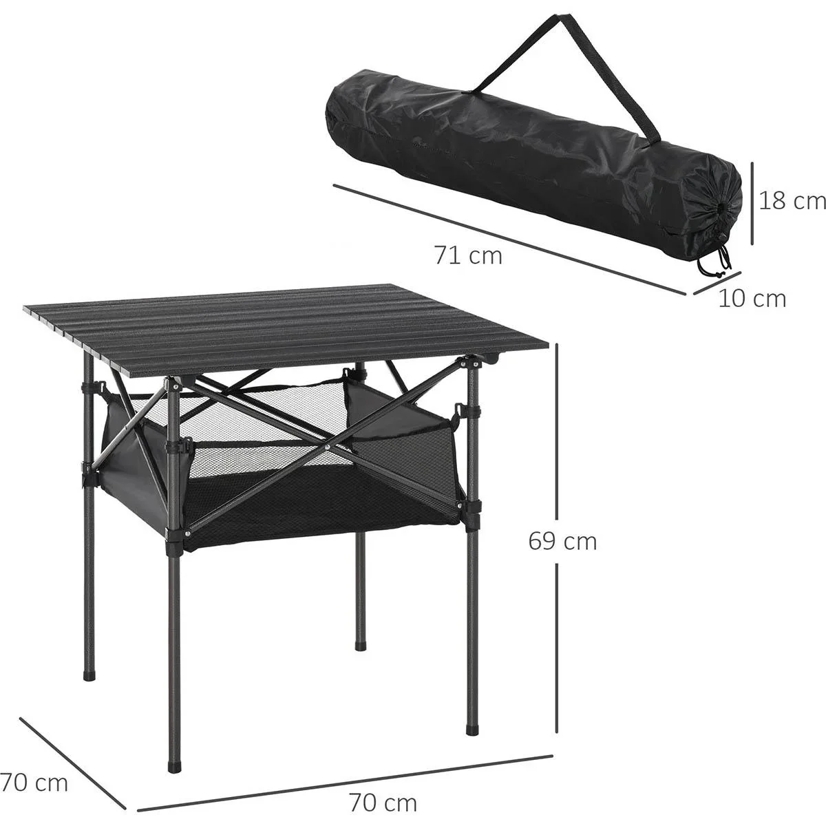 Campingtisch aus Aluminium faltbar Klapptisch Falttisch mit Netztasche tragbarer Picknicktisch für Camping Garten Party - 3