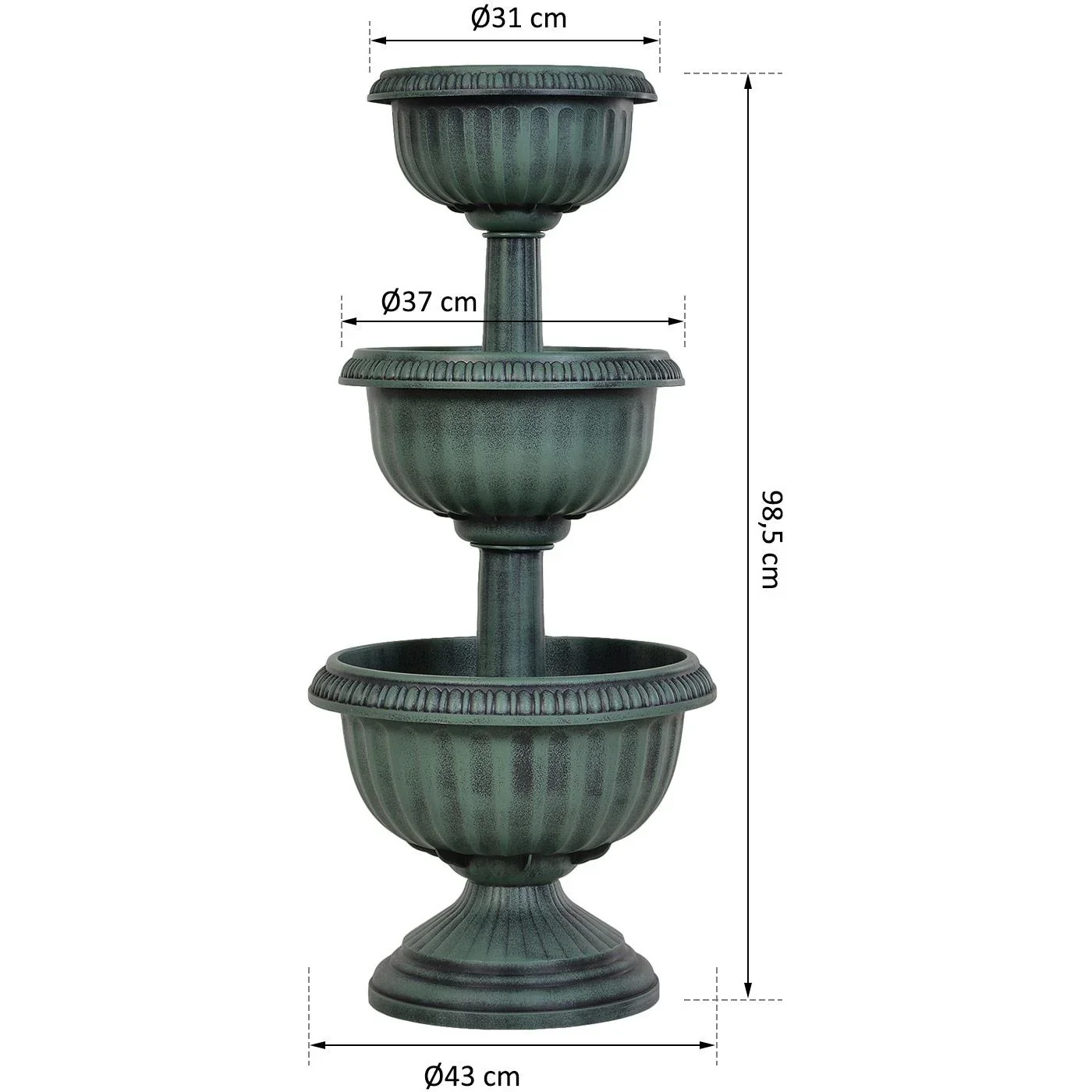 Blumenständer 3-teilig, grün - 5