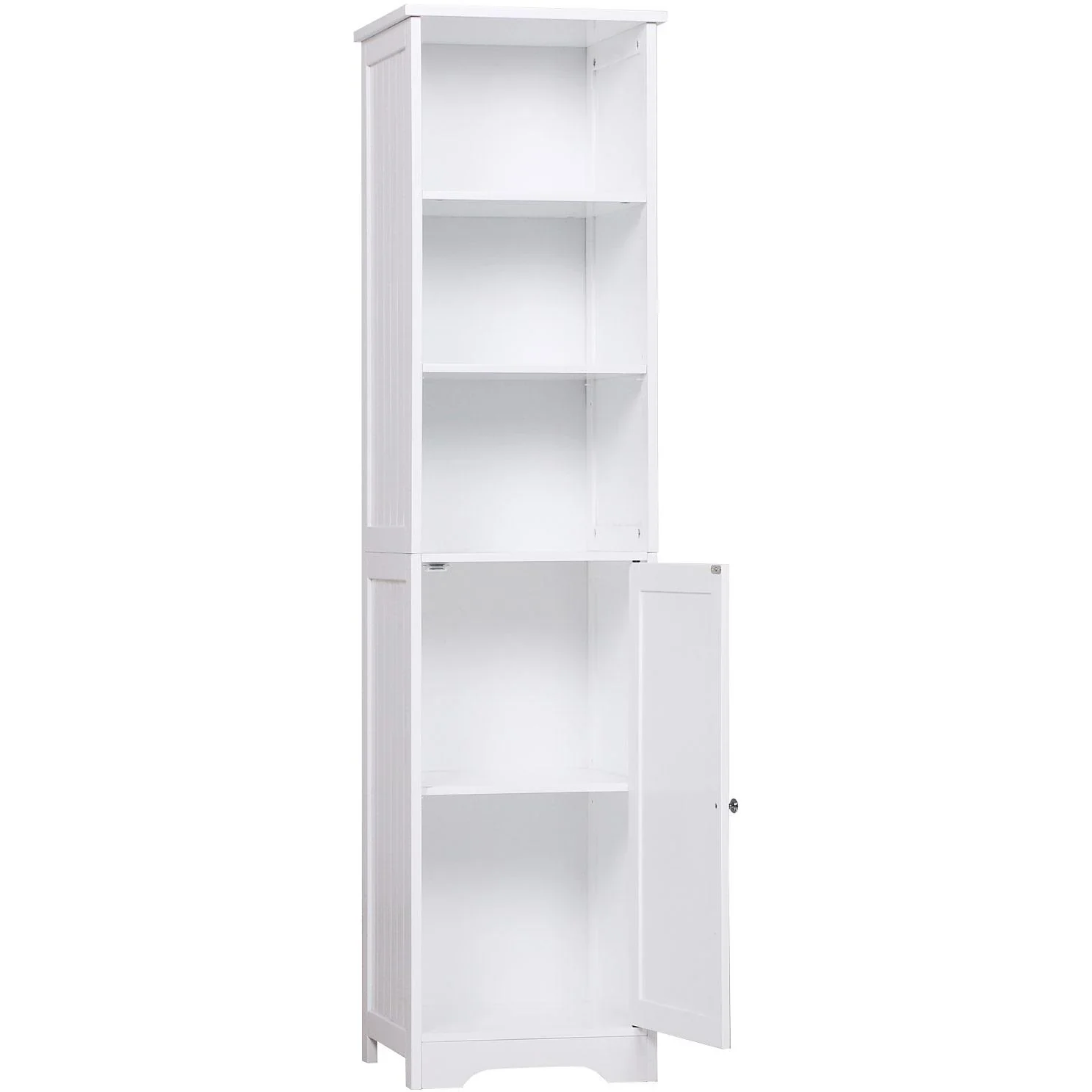 Kommode Badezimmerschrank Badschrank Badregal Standschrank verstellbare Regale Holz Weiß 40 x 38 x 160 cm - 2