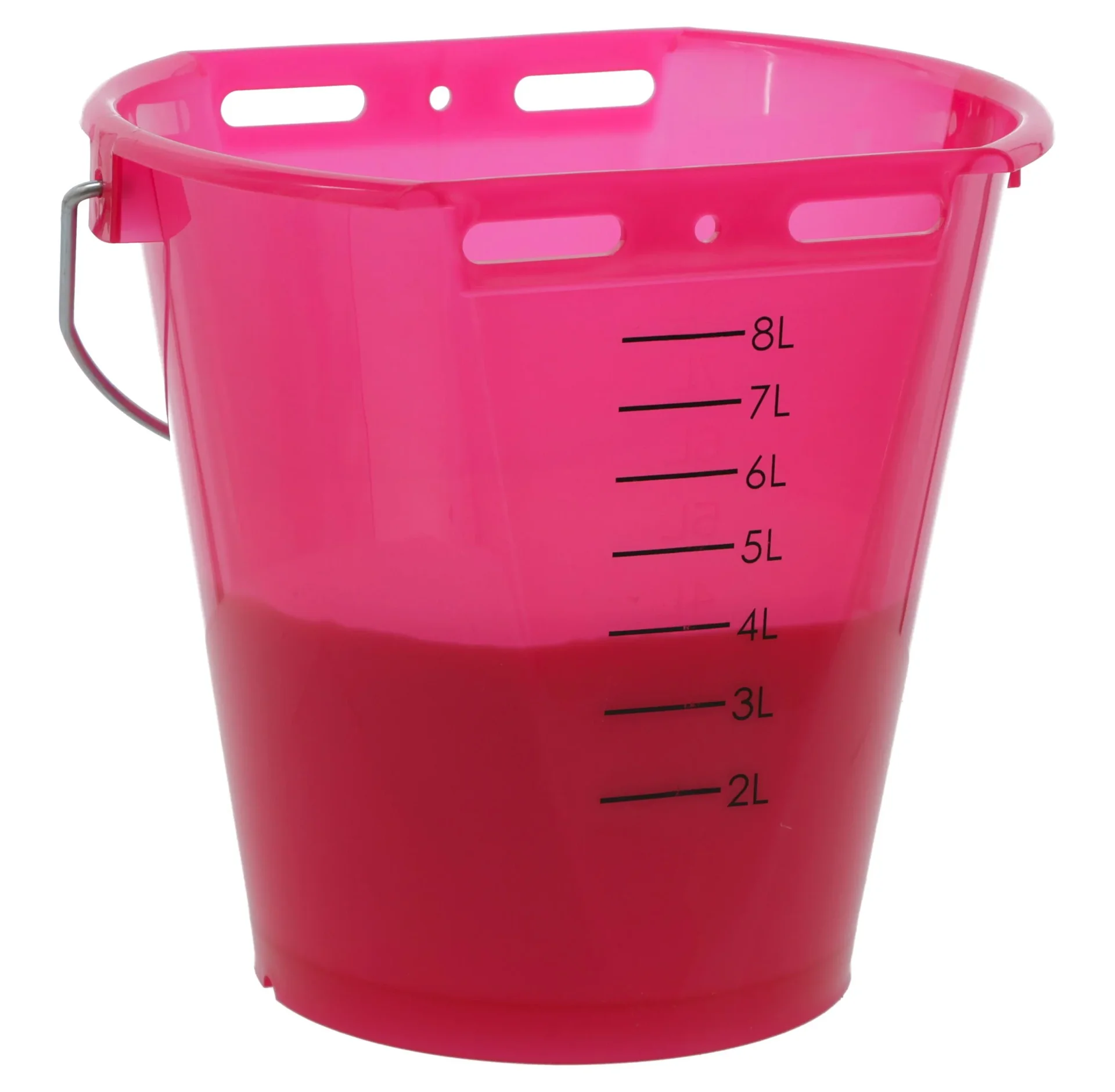 Kälber Tränkeeimer 8 l, rosa transparent mit Skala - 5