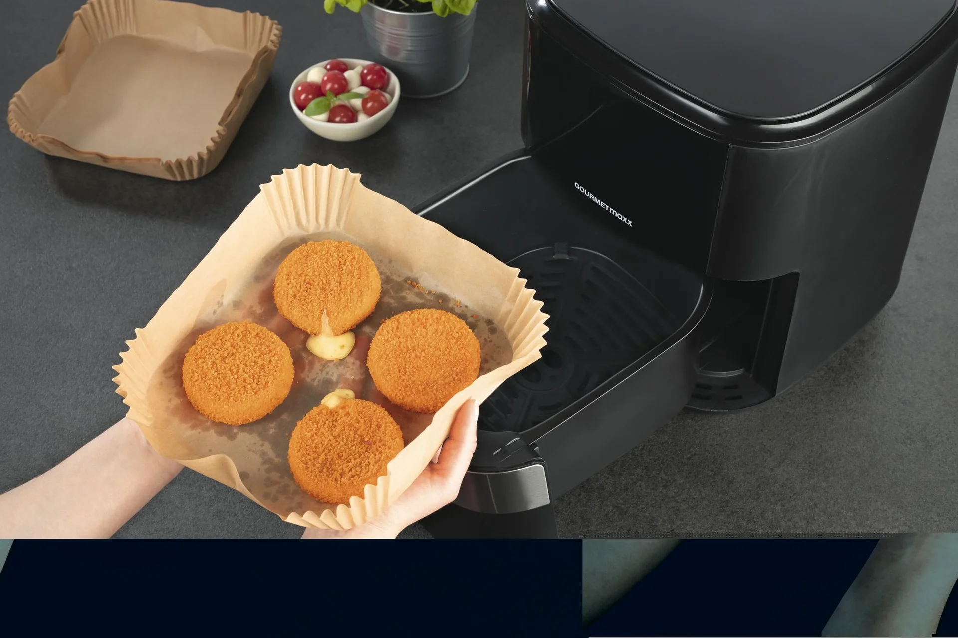 Backpapier-Schalen, 100 Stück zu 601414 Heißluft-Fritteuse Digital, 6,2 Liter, 1500 Watt - 9