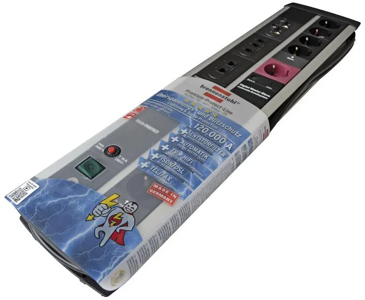 Steckdosenleiste Premium-Protect-Line Duo 11-fach, Überspannungsschutz 120.000A, USB 3.1A, 3m Kabel - 3