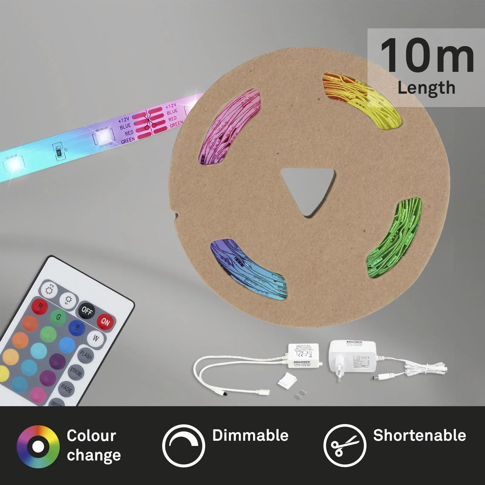 RGB-LED Band, 10m, Netzteil 24V, 1A , dimmbar, selbstklebend - 6