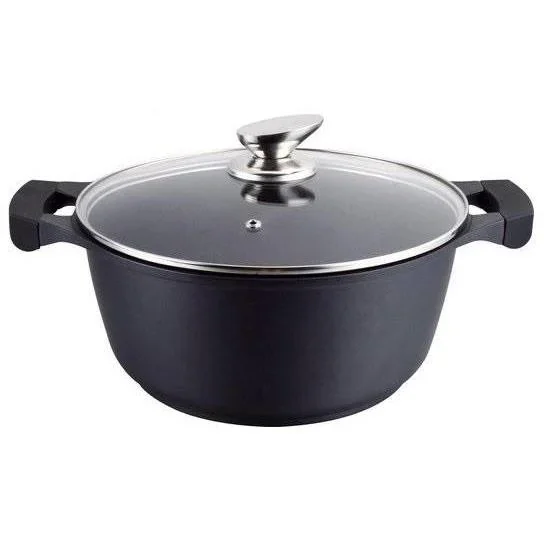 Kasserolle - mit Glasdeckel - 34 cm - Schwarz - 0