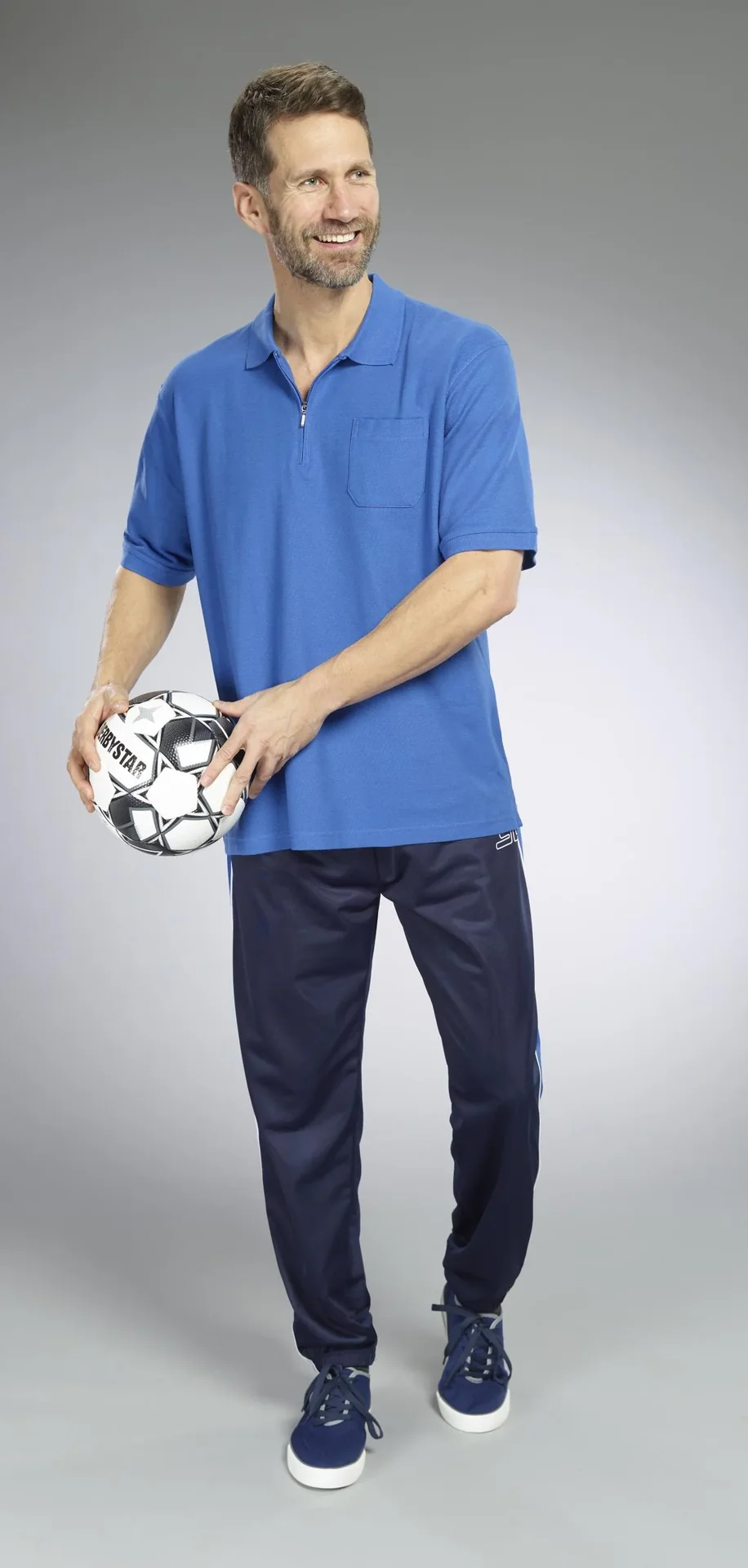 Poloshirt mit Reißverschluss, azur blau, Gr. L - 3