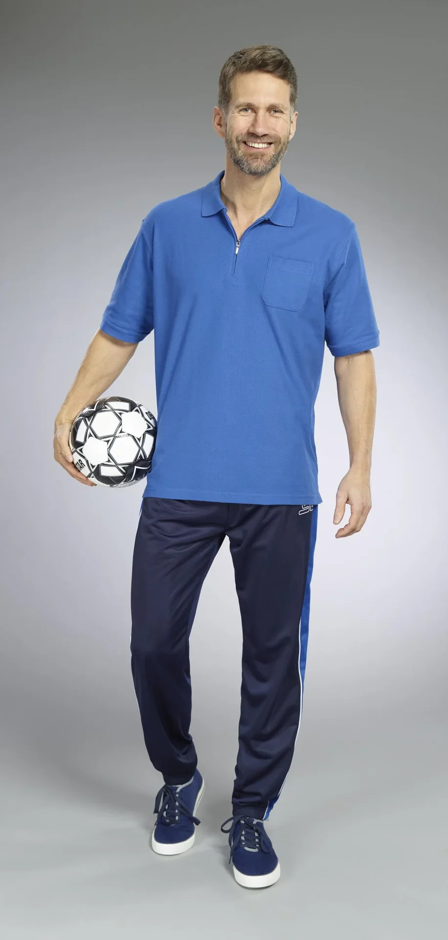 Poloshirt mit Reißverschluss, azur blau, Gr. L - 7