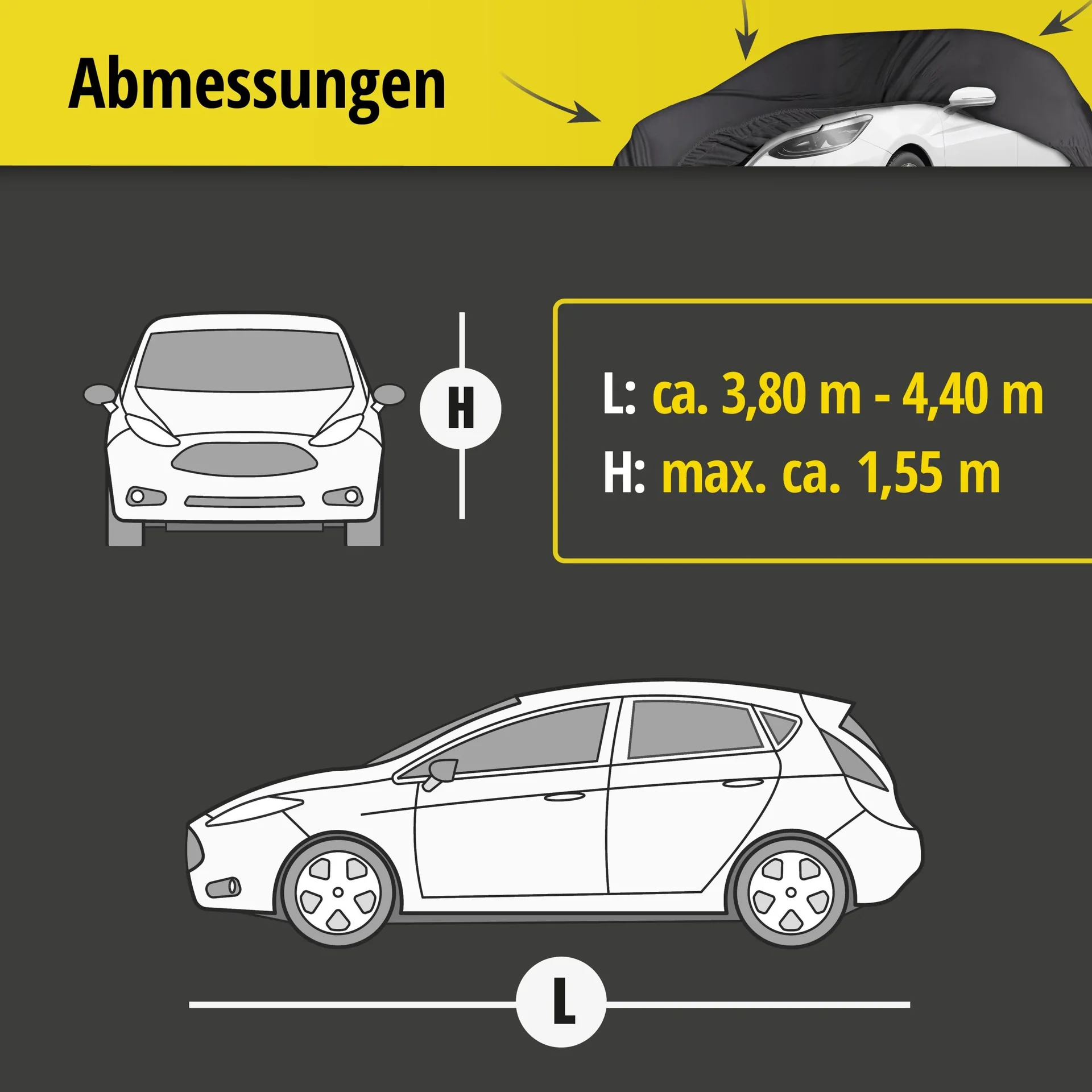 Autoabdeckplane indoor soft - Größe 4 - 381x440x155cm - PES - Elasthan - 0