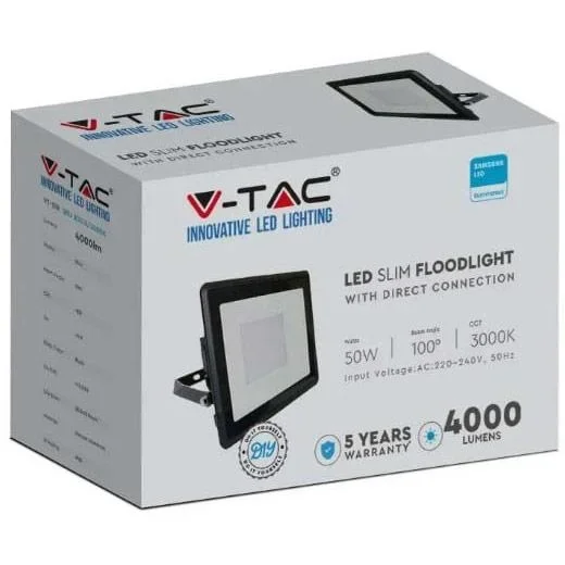 VT-158 LED-Flutlicht - 50W - 4000 Lm - 3000K - Schwarz - 5