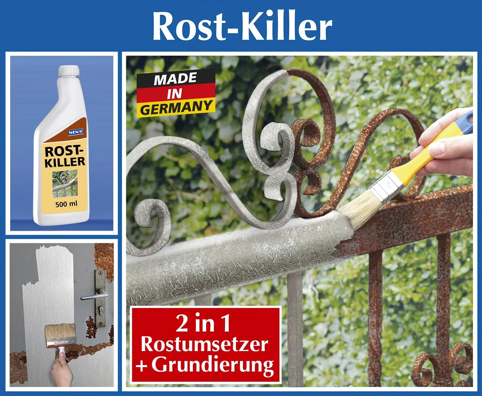 Rostkiller - Rostumwandler und Grundierung 500 ml - 1