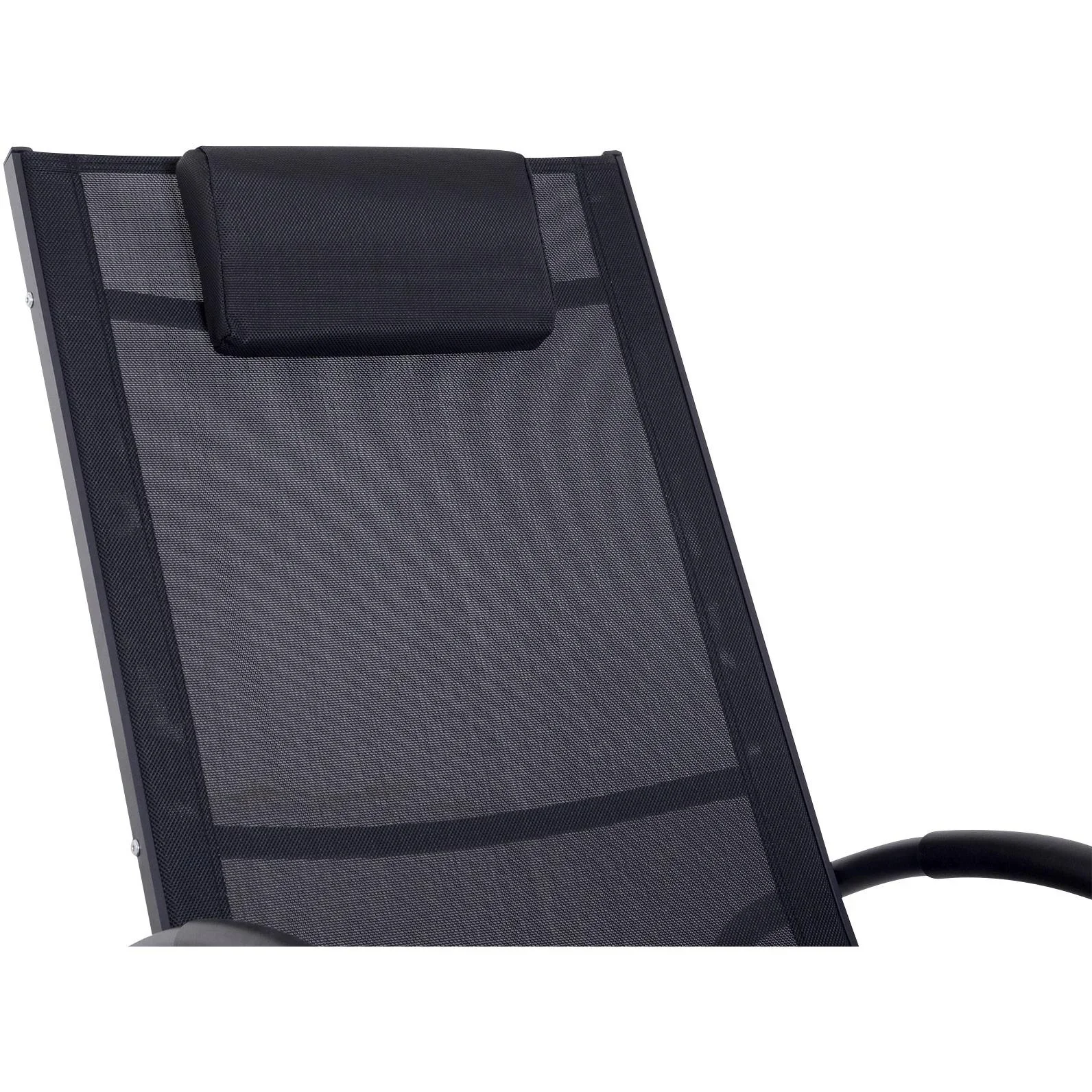 Schaukelstuhl Schaukelliege Gartenliege Schwungliege mit Kopfkissen wetterfest Aluminium Schwarz bis 120 kg 113 x 63 x 8 - 4