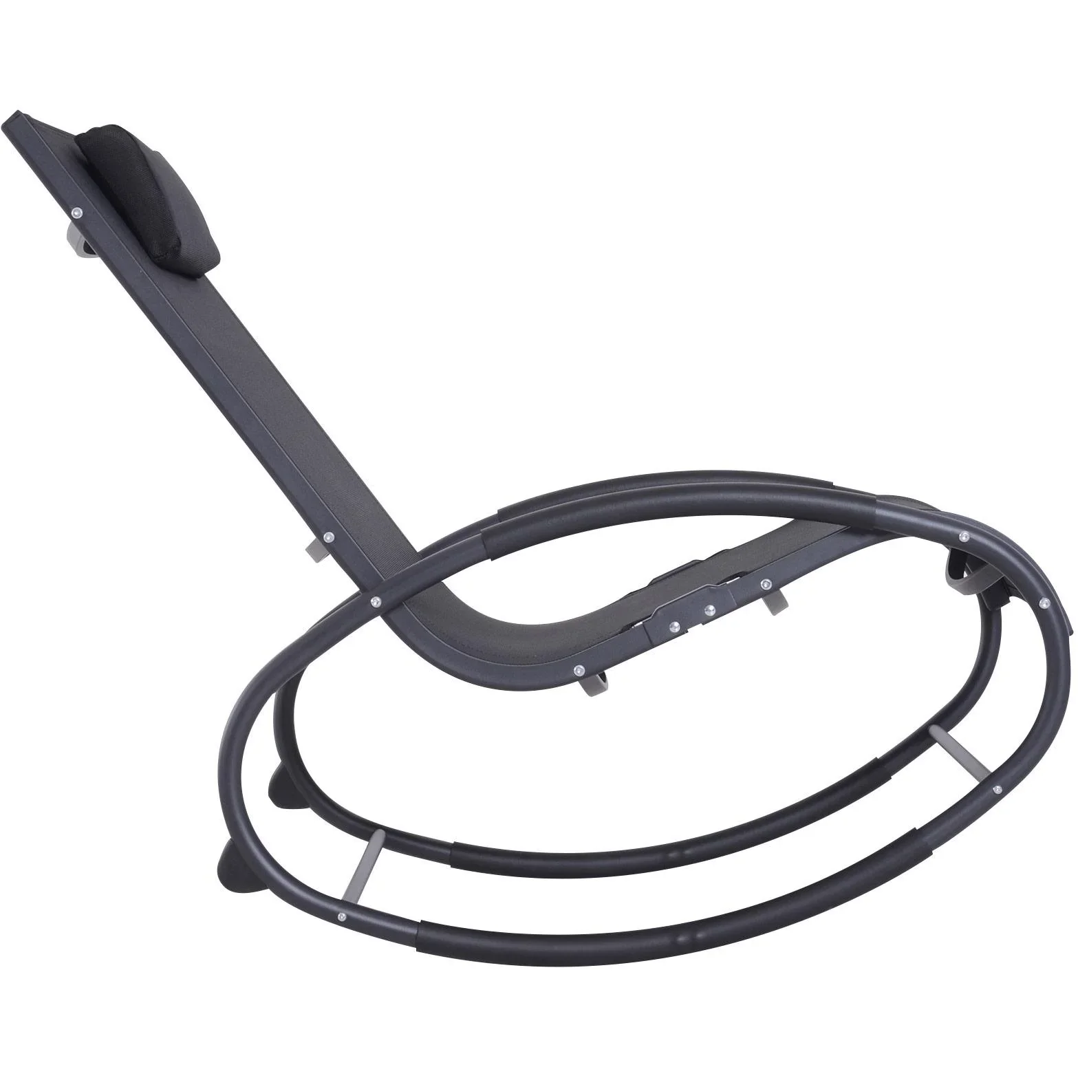 Schaukelstuhl Schaukelliege Gartenliege Schwungliege mit Kopfkissen wetterfest Aluminium Schwarz bis 120 kg 113 x 63 x 8 - 5