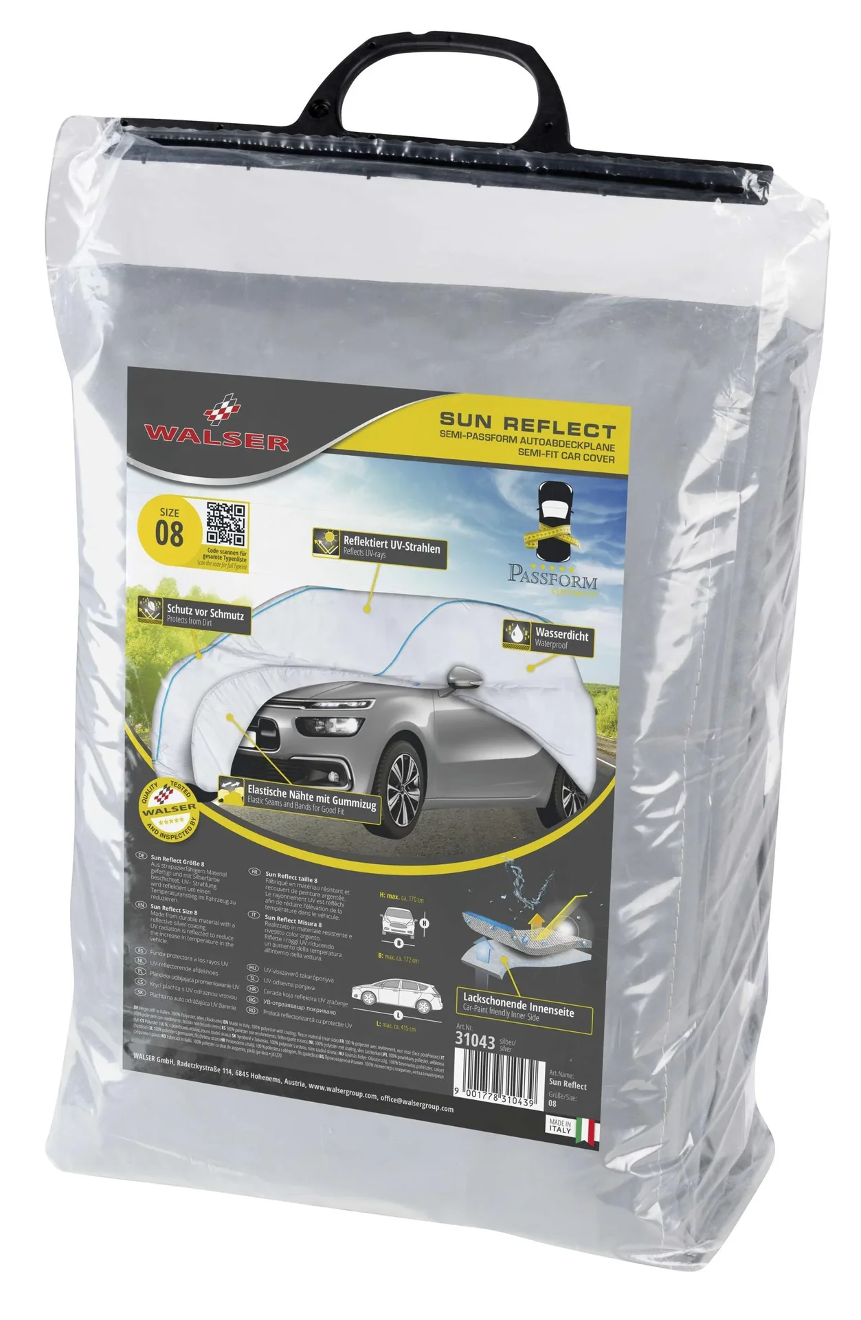 Autoabdeckplane Sun Reflect - Größe 8 - 415x172x170cm - 112g/m² - PES beschichtet - 4