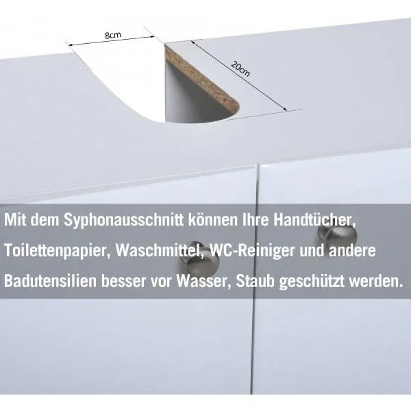Badschrank Bad Unterschrank Badmöbel Weiß - 4