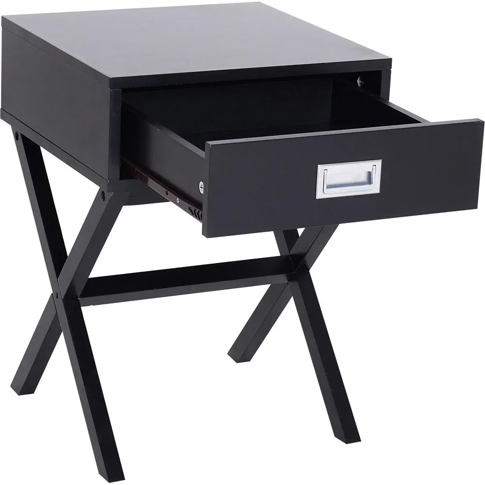 Nachttisch Nachtkommode Flurkommode mit Schublade Holz schwarz 40 x 40 x 55 cm - 2