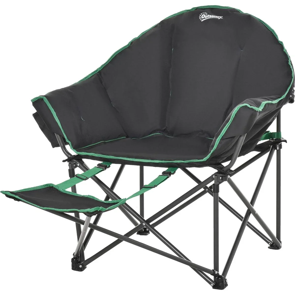 Campingstuhl mit Fußstütze schwarz, grün - 2