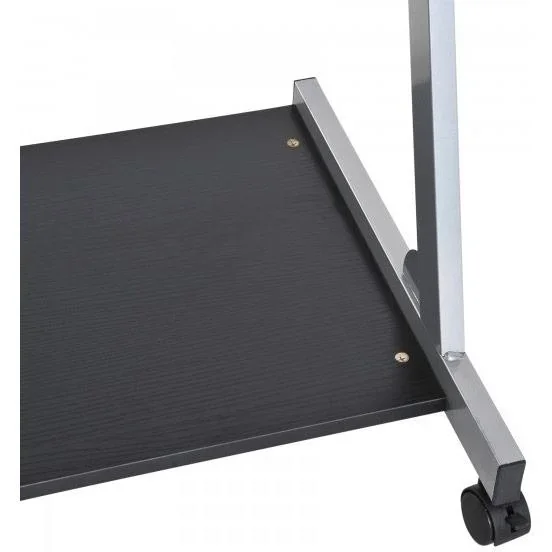Schreibtisch Computertisch Bürotisch Rollbar mit Tastaturauszug Spanplatte, Stahl Schwarz - 1