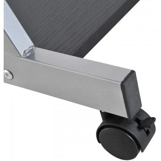 Schreibtisch Computertisch Bürotisch Rollbar mit Tastaturauszug Spanplatte, Stahl Schwarz - 4