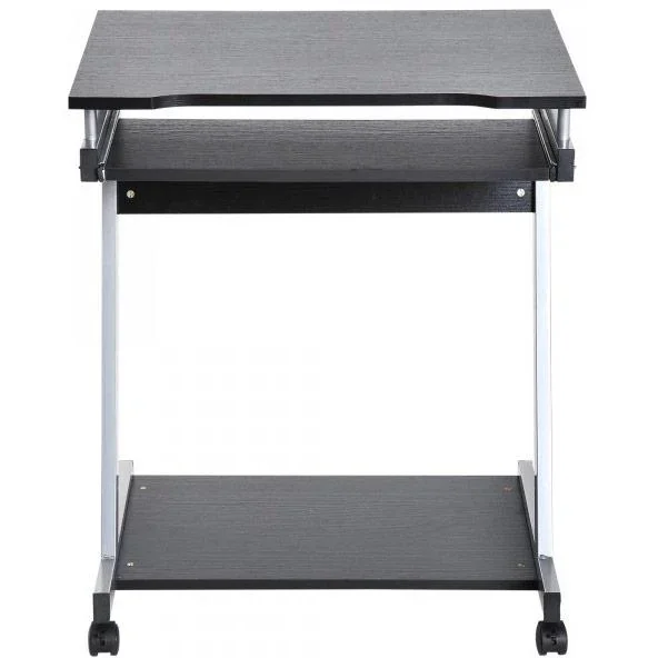 Schreibtisch Computertisch Bürotisch Rollbar mit Tastaturauszug Spanplatte, Stahl Schwarz - 5