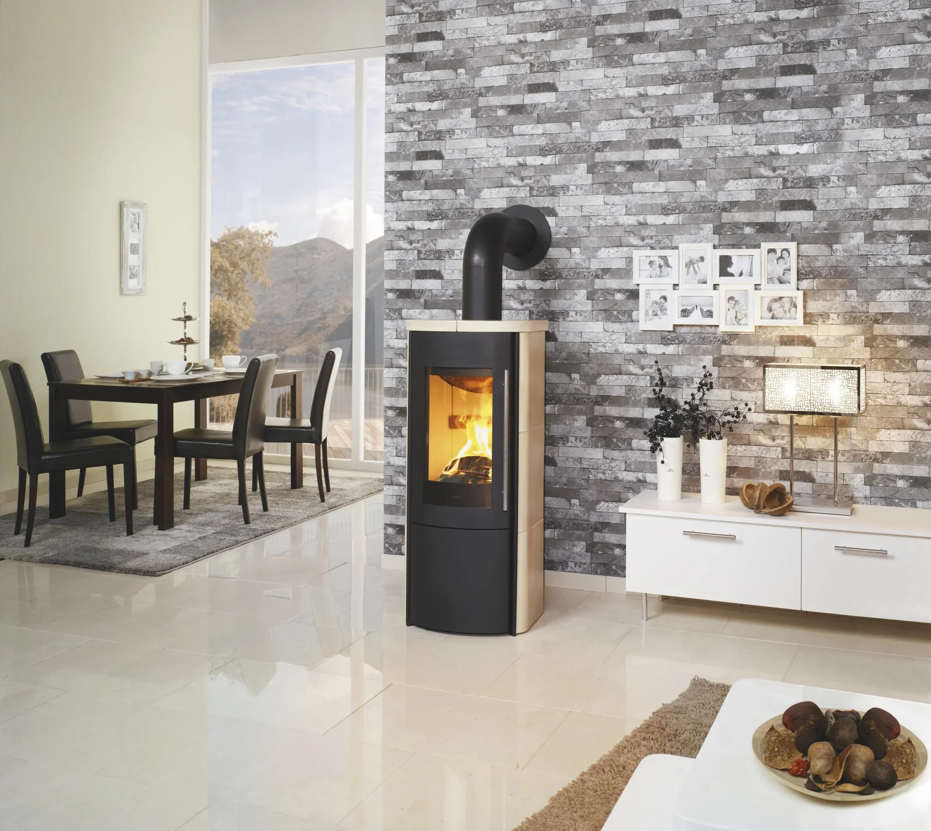 Kaminofen - Lova ECOplus RUA 6 kW - Kacheln meteor-schwarz - 2