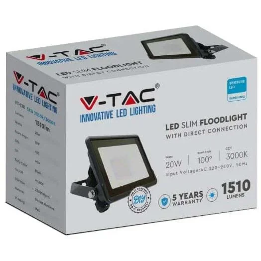 VT-128 LED-Flutlicht - 20W - 1510 Lm - 3000K - Schwarz - 4