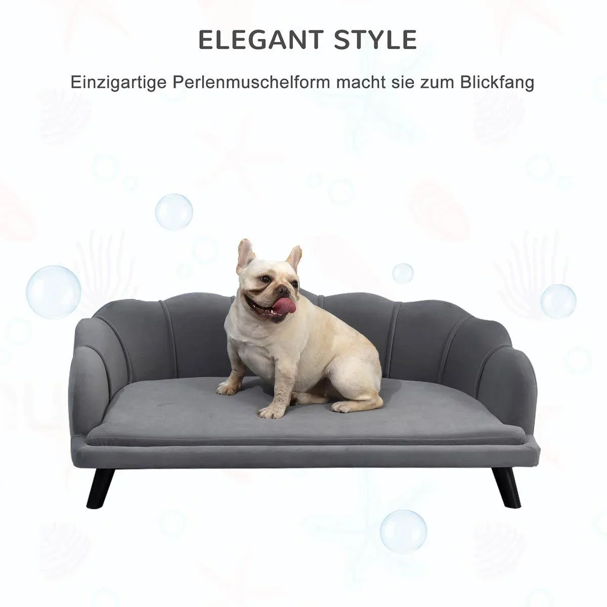 Hundesofa mit Rückenlehne Haustiersofa mit Holzbeinen Hundebett Weichem Bezug, Katzensofa Dunkelgrau 98,5x60,5x35,5 cm - 2