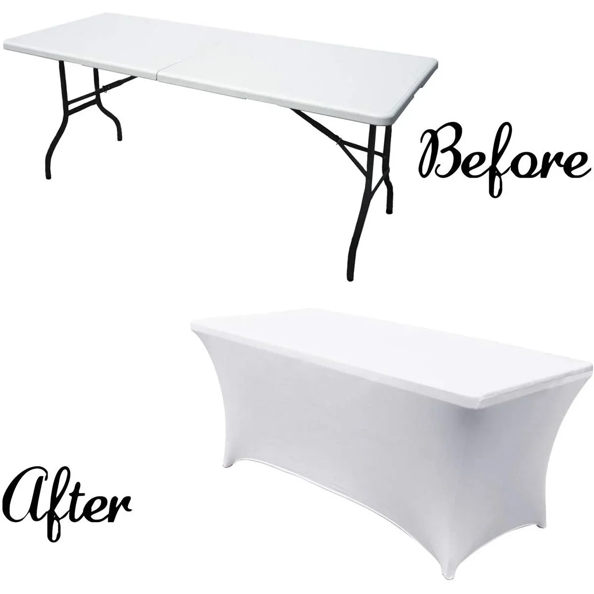 Abdeckung für rechteckigen Tisch - Stretch - 75 x 180 x 74 cm - Weiß - 0