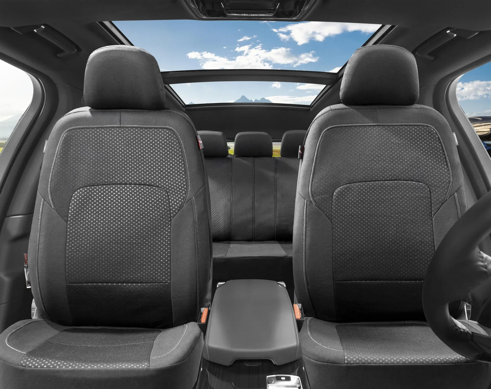 Autositzbezug Logan Premium , schwarz-silber , Komplettset 14-teilig - 2