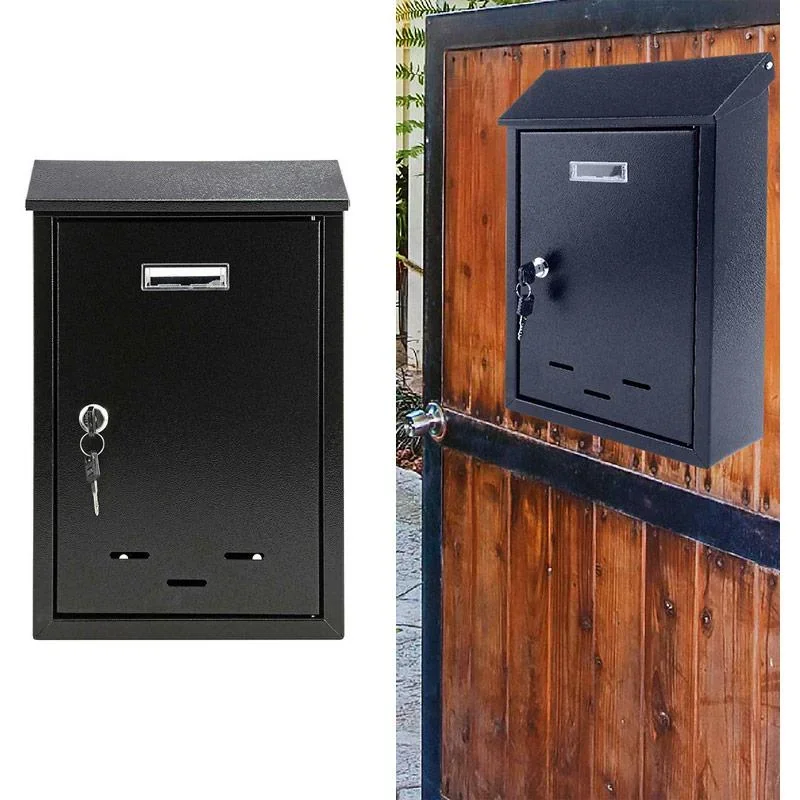 Briefkasten mit 2 Tasten - schwarz - 285x200x60 mm - 1