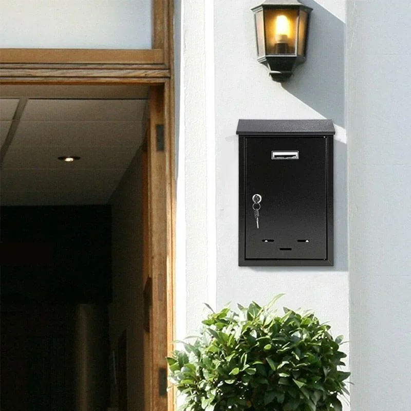 Briefkasten mit 2 Tasten - schwarz - 285x200x60 mm - 3